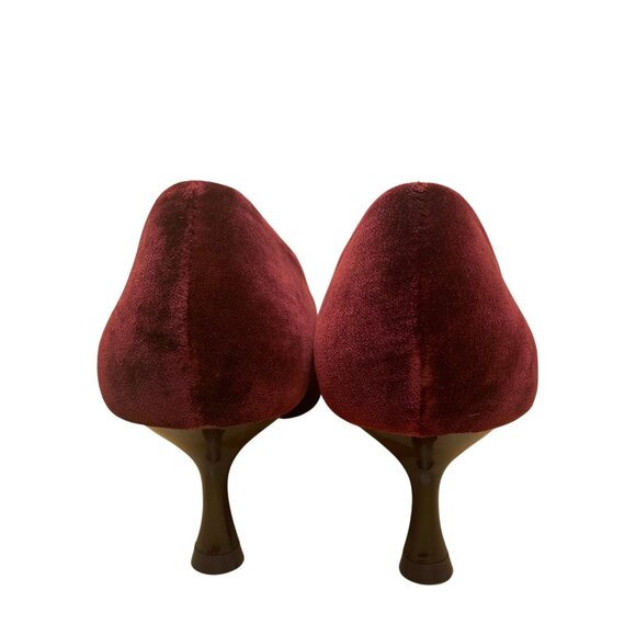 Zara Women’s Burgundy Velvet Classic Pointed Toe Low Heel Pumps Size EU38/US8 - Picture 6 of 8